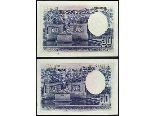 GUERRA CIVIL, ZONA REPUBLICANA. Lote 2 billetes 50 Pesetas. 