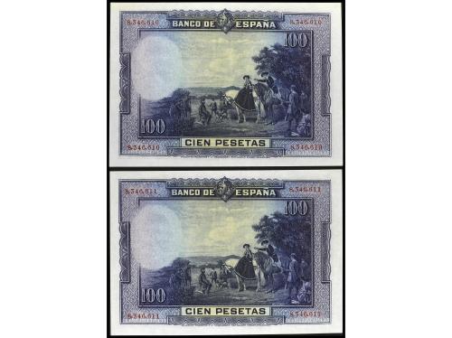 GUERRA CIVIL, ZONA REPUBLICANA. Lote 2 billetes 100 Pesetas.