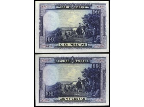 GUERRA CIVIL, ZONA REPUBLICANA. Lote 2 billetes 100 Pesetas.