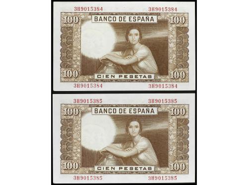 ESTADO ESPAÑOL. Lote 2 billetes 100 Pesetas. 19456. Romero d