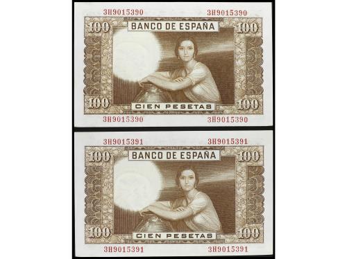 ESTADO ESPAÑOL. Lote 2 billetes 100 Pesetas. 7 Abril 1953. R