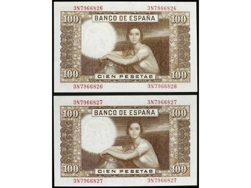ESTADO ESPAÑOL. Lote 2 billetes 100 Pesetas. 7 Abril 1953. R