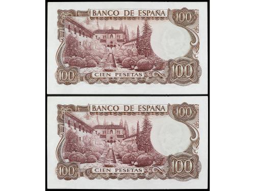 ESTADO ESPAÑOL. Lote 2 billetes 100 Pesetas. 17 Noviembre 19