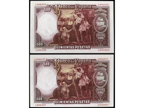GUERRA CIVIL, ZONA REPUBLICANA. Lote 2 billetes 500 Pesetas.