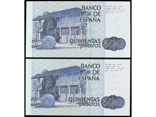 JUAN CARLOS I. Lote 2 billetes 500 Pesetas. 23 Octubre 1979.