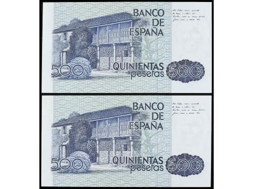 JUAN CARLOS I. Lote 2 billetes 500 Pesetas. 23 Octubre 1979.