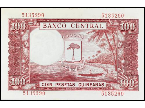 100 Pesetas Guineanas. 12 Octubre 1969. Ed-1; Pick-1. EBC+. 