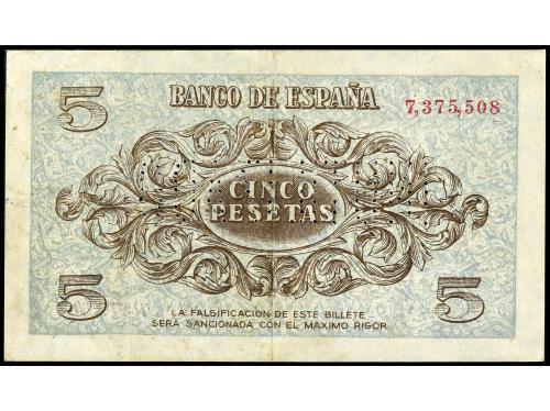 ESTADO ESPAÑOL. 5 Pesetas. 21 Noviembre 1936. INUTILIZADO en