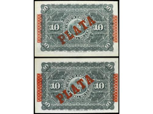 EMISIONES DE ULTRAMAR I ANDORRA. Lote 2 billetes 10 Pesos. 1