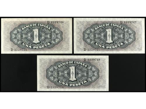 ESTADO ESPAÑOL. Lote 3 billetes 1 Peseta. 4 Septiembre 1940.
