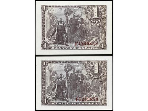 ESTADO ESPAÑOL. Lote 2 billetes 1 Peseta. 21 Mayo 1943. Fern