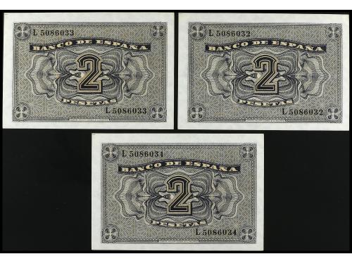ESTADO ESPAÑOL. Lote 3 billetes 2 Pesetas. 30 Abril 1938. Ca