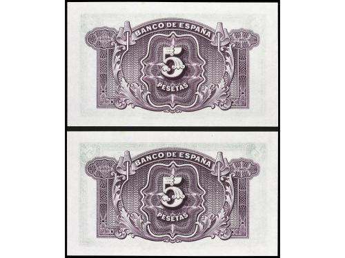 GUERRA CIVIL, ZONA REPUBLICANA. Lote 2 billetes 5 Pesetas. E