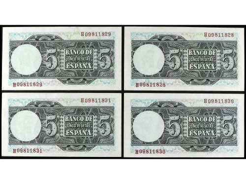ESTADO ESPAÑOL. Lote 4 billetes 5 Pesetas. 15 Marzo 1948. El