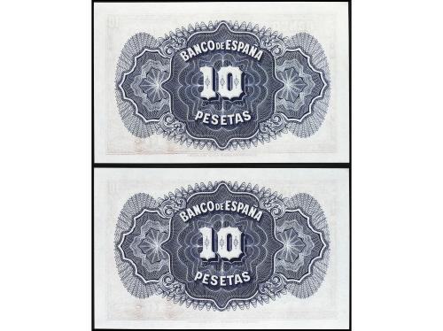 GUERRA CIVIL, ZONA REPUBLICANA. Lote 2 billetes 10 Pesetas. 