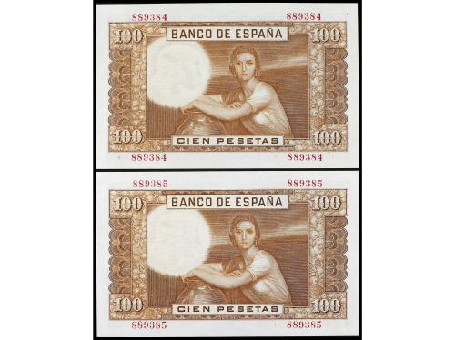 ESTADO ESPAÑOL. Lote 2 billetes 100 Pesetas. 7 Abril 1953. R