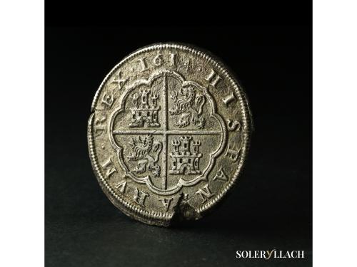 FELIPE III. 8 Reales. 1614. SEGOVIA. AR. 24,42 grs. (Grieta,