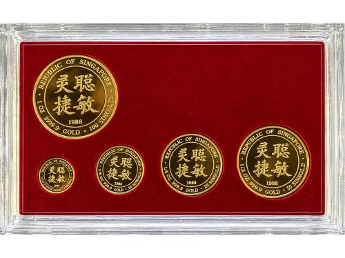 SINGAPUR. Serie 5 monedas 5, 10, 25, 50 y 100 Singold. 1989.