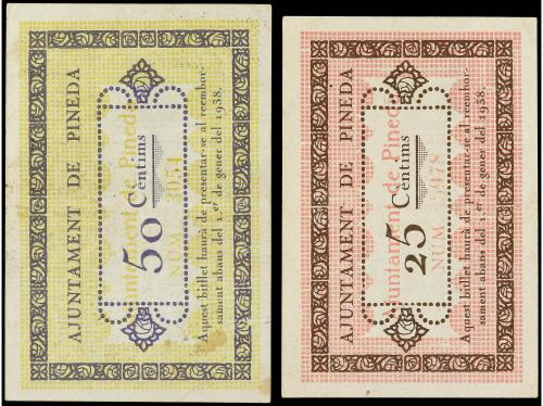 CATALUNYA. Lote 2 billetes 25 y 50 Cèntims. 17 Juliol 1937. 