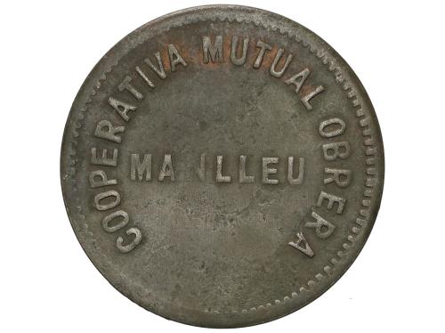 CATALUNYA. 5 Pessetes. COOPERATIVA MUTUAL OBRERA. MANLLEU. H