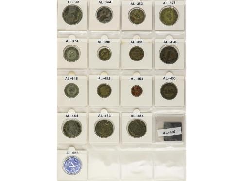 Lote 37 fichas. PROVINCIA de BARCELONA. AE, Al, Latón, Ni, Z