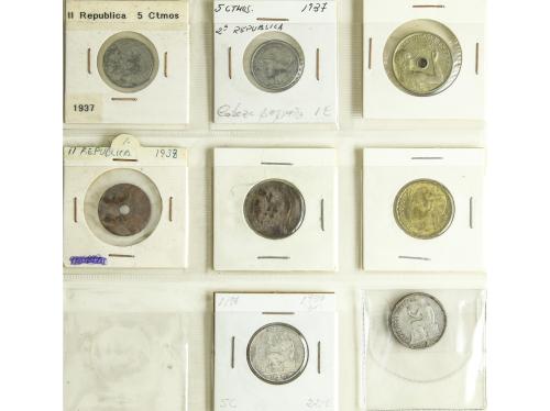 II REPÚBLICA. Lote 8 monedas 5 Céntimos a 1 Peseta. 1933 a 1
