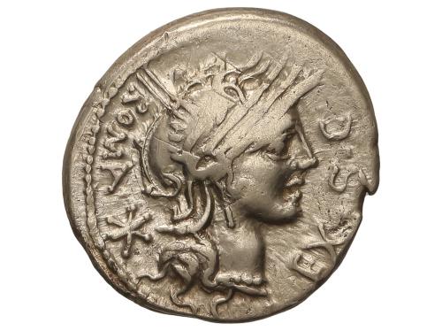 REPÚBLICA ROMANA. Denario. 116-115 a.C. SERGIA. M. Sergius S