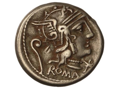 REPÚBLICA ROMANA. Denario. 127 a, C. SERVILIA. Caius Servili