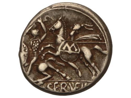 REPÚBLICA ROMANA. Denario. 127 a, C. SERVILIA. Caius Servili
