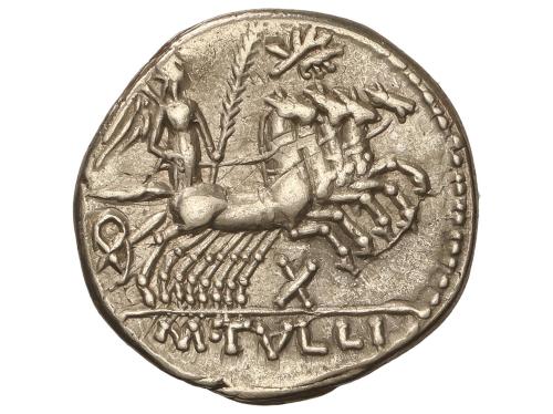 REPÚBLICA ROMANA. Denario. 120 a.C. TULLIA. M. Tullius. Anv.