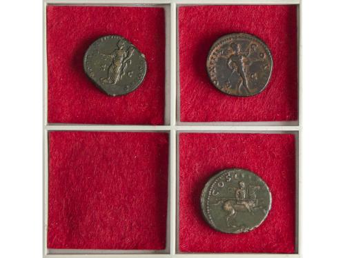 Lote 3 monedas As (2), Dupondio. ADRIANO, COMODO, MARCO AURE