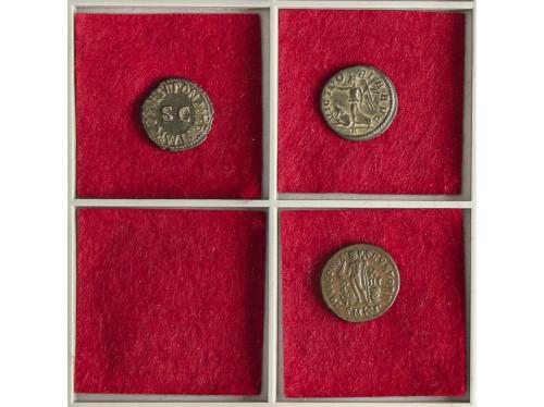 Lote 3 monedas Cuadrante, Follis, Denario de bronce. AURELIA