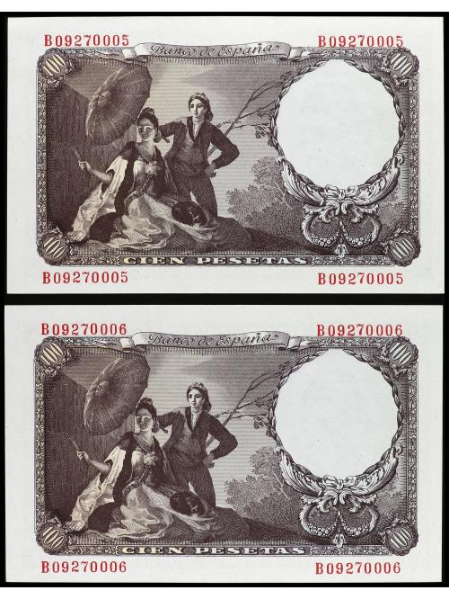 ESTADO ESPAÑOL. Lote 2 billetes 100 Pesetas. 19 Febrero 1946