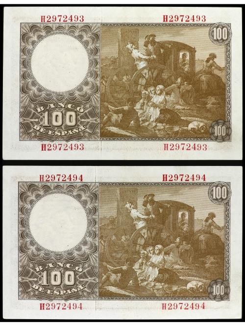 ESTADO ESPAÑOL. Lote 2 billetes 100 Pesetas. 2 Mayo 1948. Ba