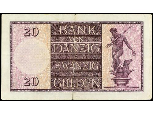 BILLETES EXTRANJEROS. 20 Gulden. 1932. DANZIG. (Roturas). RA