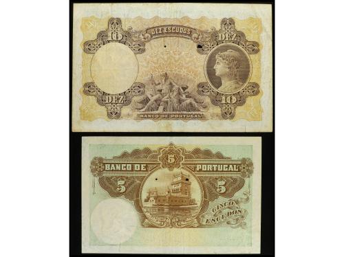 BILLETES EXTRANJEROS. Lote 2 billetes 5 y 10 Escudos. 1919 y