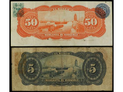 BILLETES EXTRANJEROS. Lote 2 billetes 5 y 50 Pesos. BANCO ME