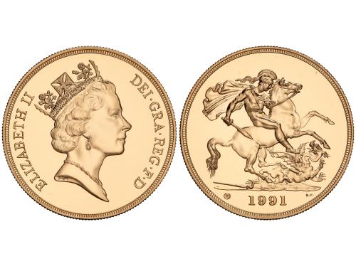 GRAN BRETAÑA. 5 Pounds. 1991. ELIZABETH II. 39,90 grs. AU (9