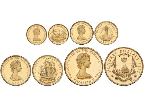 BAHAMAS. Serie 4 monedas 10, 20, 50 y 100 Dollars. 1971. Pes