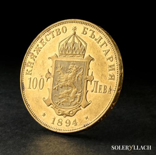 BULGARIA. 100 Leva. 1894-KB. FERDINAND I. KREMNITZ. 32,26 gr