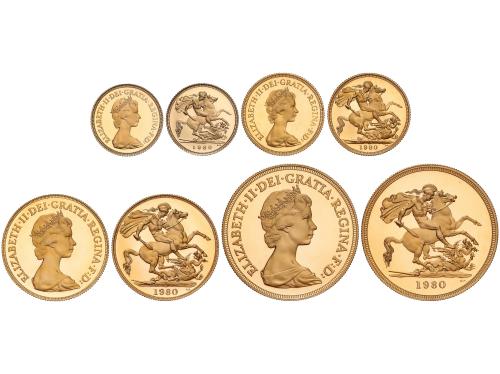 GRAN BRETAÑA. Serie 4 monedas 1/2 y 1 Sovereign, 2 y 5 Pound