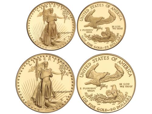 ESTADOS UNIDOS. Lote 2 monedas 25 y 50 Dollars. 1987. 16,95 