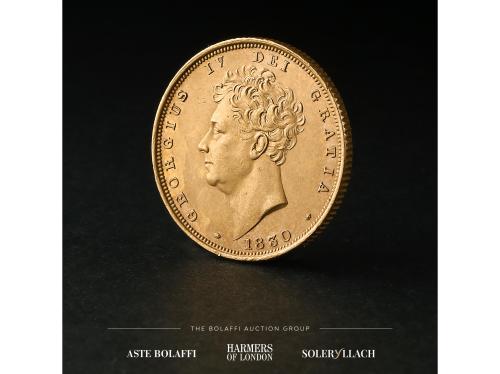 GRAN BRETAÑA. Sovereign. 1830. GEORGE IV. Anv.: Busto a izqu