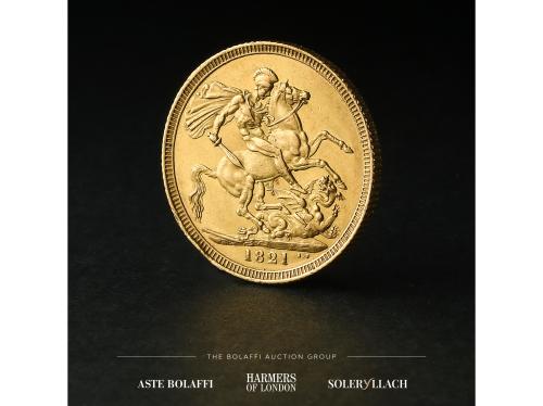 GRAN BRETAÑA. Sovereign. 1821. GEORGE IV. Anv.: Busto laurea