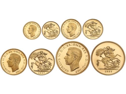 GRAN BRETAÑA. Serie 4 monedas 1/2 y 1 Sovereign, 2 y 5 Pound