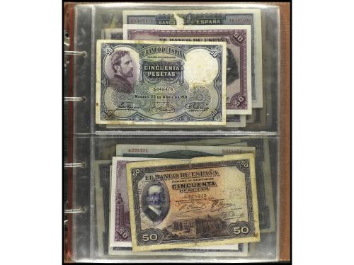 Lote 64 billetes 50 Céntimos a 10.000 Pesetas. 1925 a 1992. 