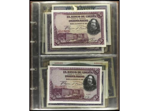 Lote 64 billetes 50 Céntimos a 10.000 Pesetas. 1925 a 1992. 