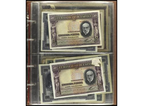 Lote 64 billetes 50 Céntimos a 10.000 Pesetas. 1925 a 1992. 