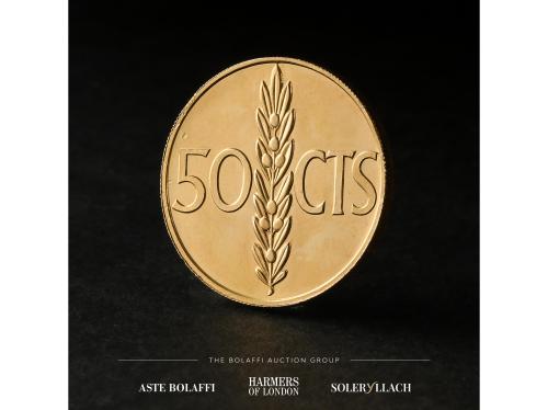 ESTADO ESPAÑOL. Prueba de presentación 50 Céntimos en oro. 1