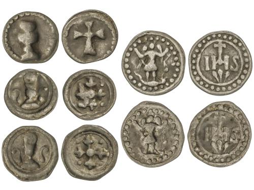 MONEDA CATALANA LOCAL Y PELLOFES. Lote 23 Pellofes y 5 Ploms